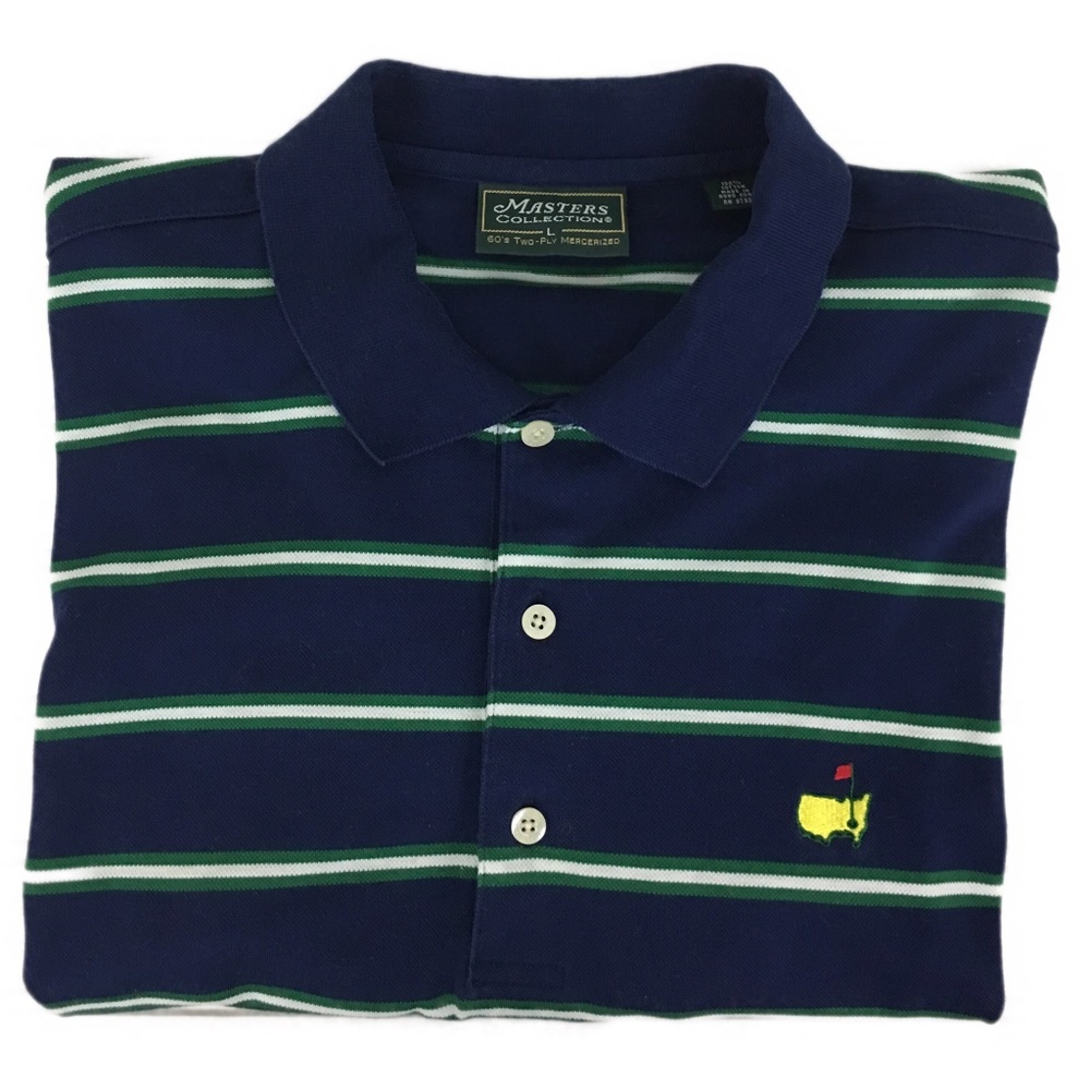 Masters Collection Navy Striped Polo Shirt Large